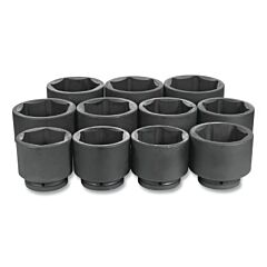 Grey Pneumatic 9011 Impact Socket Set, 1 In Dr, Sae, 6-Point, 3-1/8 In To 4-1/2 In, 11-Pc Std Length