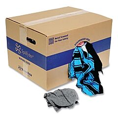 Spilfyter Wr6400C-10 Reclaimed Wiping Product, Mixed, 10 Lb Box, Rags
