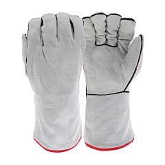 Pip 930 Split Cowhide, Stick Welding, Gauntlet Cuff, Gray, Size Large