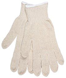 Mcr Safety 9636M String Knit Gloves, Regular Weight, Cotton/Polyester, Natural, Hemmed, Size Medium