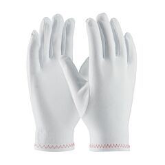 Pip 98-713 Cleanteam Regular Weight Stretch Nylon Inspection Glove With Zig-Zag Stitched Rolled Hem - Full Fashion Pattern, White, Size Ladies