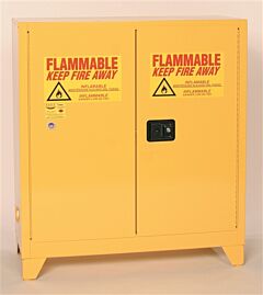 Eagle 1932Legs 30 Gallon Tower Cabinet - Yellow Two Door Manual Close W/4" Legs One Shelf
