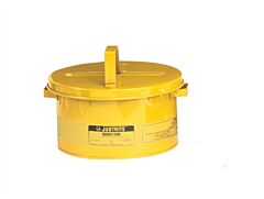Justrite 10578 Bench Can To Clean Small Parts In Solvents, 8 Ltr, Plated Steel Dasher, Hinged Cover, Steel, Yellow