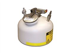 Justrite 12165 Round Quick-Disconnect In-Flow Safety Can, Stainless Steel Or Polypropylene Fittings, 2 Gallon, Poly, White