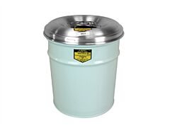 Justrite 26624W Cease-Fire Ash And Cigarette Butt Receptacle Drum With Aluminum Head W/Grill Guard, 4.5 Gal, White