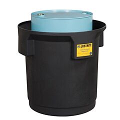 Justrite 28685 Ecopolyblend Single Drum Collection Center For 55-Gal. Drum, Optional Dolly, Recycled Content, Black