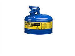 Justrite 7125300 Type I Steel Safety Can For Flammables, 2.5 Gallon, Stainless Steel Flame Arrester, Self-Close Lid, Blue