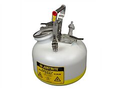 Justrite By12752 Quick-Disconnect Disposal Safety Can With Fittings For 3/8" Tubing, 2 Gallon, Polyethylene, White