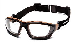 Pyramex Chb410Dtp Carthage Safety Glasses, Black/Tan Frame, Clear Anti-Fog Lens
