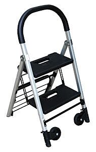 Vestil C-130-2 Aluminum Ladder Cart 2 Step 250 Lb. Capacity, Silver