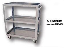 Vestil Sca3-2848 Aluminum Service Cart 3 Shelves 50-5/16" X 27-15/16" X 41-7/8" 660 Lb. Capacity, Silver