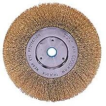 Weiler 01415 Narrow Face Crimped Wire Wheel, 6 In D X 1/2 In W, .005 In Brass Wire, 6,000 Rpm
