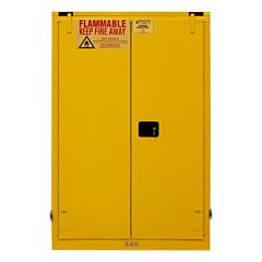Durham 1045S-50 Fm Approved, Flammable Storage Cabinet, 45 Gallon, 2 Doors, Self Close, 2 Shelves, Safety Yellow