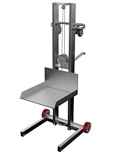 Vestil Allpw-500-Fw Aluminum Low Profile Lite Load Lift With Winch And Fixed Wheels 20 In. X 20 In. Platform 400 Lb. Capacity Silver