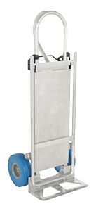 Vestil Alum-P-Tb-Ufbl Aluminum P Handle Hand Truck With Folding Down Platform Blue Urethane Solid Foam 48" X 20-13/16" X 50-3/4" 500 Lb. Capacity, Silver