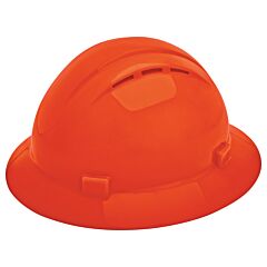 Erb 19337 Americana Vented Full Brim Hard Hat With 4-Point Slide-Lock Suspension, Hi-Viz Orange