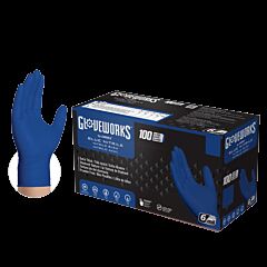 Ammex Gwrbn44100 Gloveworks Blue Nitrile Powder Free Industrial Gloves, 6 Mil, Size Medium