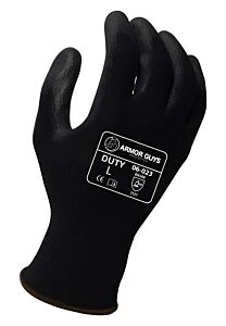 Armor Guys 06-023-S Cut Gloves, 13 Gauge, Black Polyester Liner With Black Pu Palm Coating, Size Small