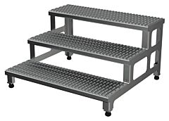 Vestil Asp-36-3-A Aluminum Adjustable Step Mate Stand 3 Step 33-5/8" X 36-1/8" X 21-1/2" 500 Lb. Capacity, Silver