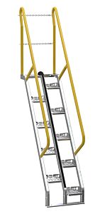 Vestil Ats-6-56-Hdg Galvanized Alternate Tread Stair 56 Degrees 57-1/2 In. X 23-1/2 In. X 114-1/4 In. 350 Lb. Capacity Silver