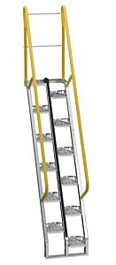Vestil Ats-7-56-Hdg Galvanized Alternate Tread Stair 56 Degrees 65-3/4 In. X 23-1/2 In. X 126-3/4 In. 350 Lb. Capacity Silver