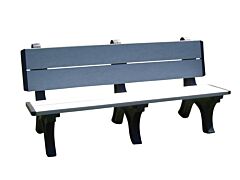 Vestil Ben-Pdb1-72-Bkgy Recycled Plastic Deluxe Backed Bench 28" X 72", Black Legs And Gray Seat