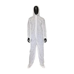 West Chester C3859/M 45G White Sms Coverall Elastic Wrist/Ankle, Hood/Boot, Size Medium