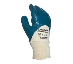 Task Gloves Ch3300Kw-L Blue Smooth Nitrile Knuckle Coated, Cotton Jersey Liner Glove With Knit Wrist, Size Large