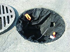 Enpac 4340-Bx Round Storm Sentinel Catch Basin Insert, Adjustable, 25" To 29", Bag Style, Box Of 10 , Black