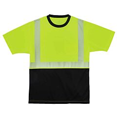 Ergodyne 22571 Glowear 8280Bk Class 2 Performance T-Shirt Black Bottom, Lime, Size 7X-Large/Tall