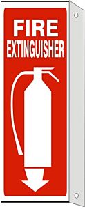 Safehouse Signs Fire Extinguisher With Picto & Down Arrow With Flange, 12" X 4", Plastic (.040)