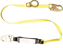 French Creek 450Ad 6 Ft. Shock Absorbing 1" Web Lanyard, #74N Locking Snaps Each End, With Adjustable D-Ring