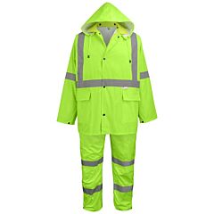 Global Glove Frogwear Glo-8000 Three-Piece Hi-Vis Rain Suit, Class 3, Size 2X-Large