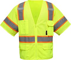 Gss Safety 2503 Premium Class 3 Vest With 6 Pockets, Lime