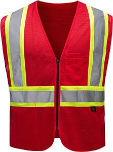 Gss Safety 3134 Enhanced Visibility Multi, Colored Two Tone Safety Vest, Red