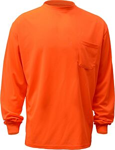Gss Safety 5504 Enhanced Safety Long Sleeve T-Shirt With Chest Pocket, Orange