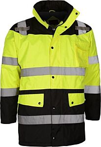 Gss Safety 8501 Class 3 Waterproof Fleece Lined Parka With Black Bottom, Lime
