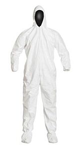 Dupont Ic105S-Xl Tyvek? Isoclean? Coveralls, Ic105S, Non-Sterile, Serged/Hood/Boots/Thumb Loops/Set Sleeves, White, Xl