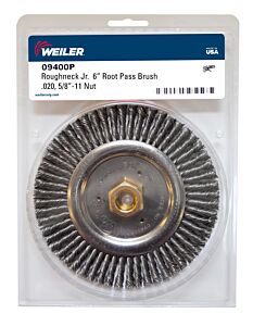 Weiler 09400P Roughneck® Stringer Bead Wheel, 6 In Dia X 3/16 In Face W X 5/8 In-11 Unc X 0.020 In, 12500 Rpm, 5 Ea/Ct