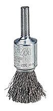 Weiler 10003 Crimped Wire Solid End Brushes, Steel, 25,000 Rpm, 1/2" X 0.014"