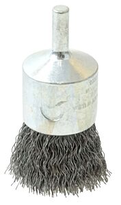 Weiler 10010 Crimped Wire Solid End Brush, Steel, 22,000 Rpm, 1 In X 0.0104 In