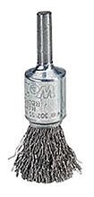Weiler 10015 Crimped Wire Solid End Brushes, Stainless Steel, 25,000 Rpm, 1/2" X 0.014"