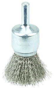 Weiler 10018 Crimped Wire Solid End Brush, Stainless Steel, 3/4 In Dia X 0.0104 In Wire, 22000 Rpm