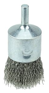 Weiler 10024 Crimped Wire Solid End Brush, Stainless Steel, 22,000 Rpm, 1 In X 0.02 In