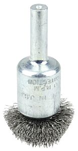 Weiler 10034 Stem-Mounted Circular Flared End Brushes, Steel, 25,000 Rpm, 1"