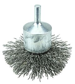 Weiler 10040 Stem-Mounted Circular Flared End Brush, Steel, 2-3/4 In X 0.020 In, 16,000 Rpm