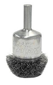 Weiler 10046 Stem-Mounted Circular Flared End Brushes, Stainless, 20,000 Rpm, 1 1/2" X 0.008"