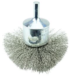 Weiler 10048 Stem-Mounted Circular Flared End Brush, Stainless Steel, 2-3/4 In X 0.008 In, 16,000 Rpm