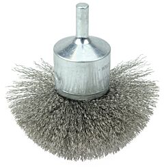 Weiler 10050 Stem-Mounted Circular Flared End Brush, Stainless, 16,000 Rpm, 3 In X 0.008 In