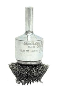 Weiler 10076 Stem-Mounted Circular Flared End Brushes, Steel, 20,000 Rpm, 1 1/4" X 0.006"